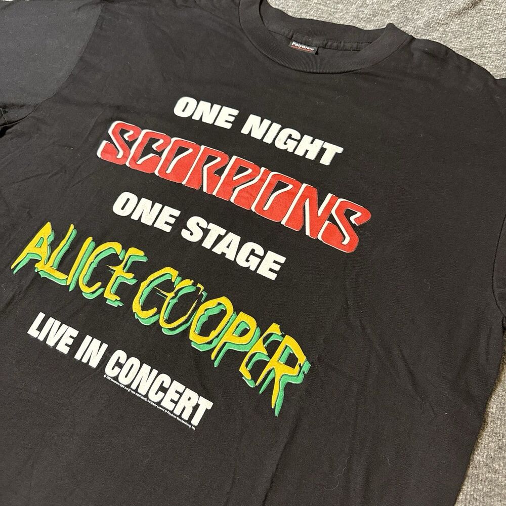 VTG 1996 Scorpions Alice Cooper Tour T-Shirt XL Polygram One Night One Stage